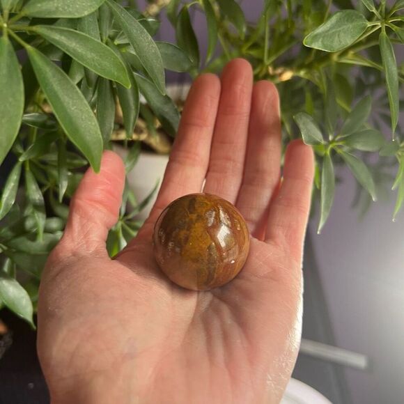 OC Jasper Red Yellow Quartz Crystal Sphere - Picture 2 of 12